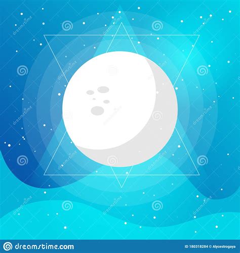 Vector Of Full Moon Phase Flat Illustration On A Gradient Sky Blue