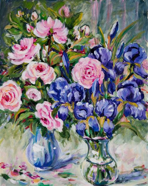 This Is An Original Acrylic On Stretched Canvas Floral Still Life