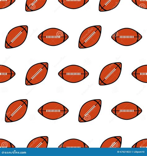 Seamless Pattern With Rugby Balls Sports Background American Football