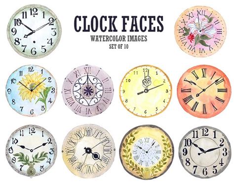 Watercolor Clock Face Clipart Clock Clip Art Watercolor