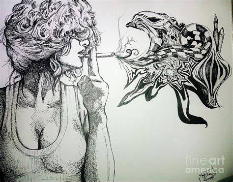 Smoking Girl Drawing By Kayla Giampaolo Fine Art America