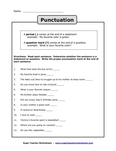 Punctuation Exercise Gambaran
