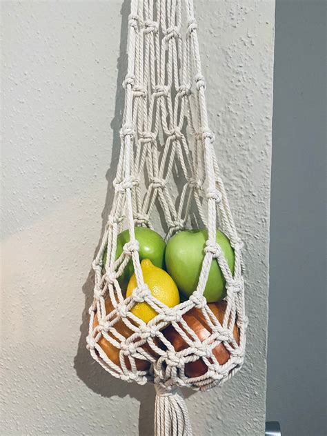 Macrame Hanging Fruit And Vegetable Basket Etsy
