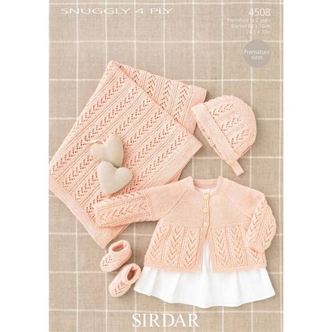 Buy Sirdar Snuggly 4 Ply Coat Bonnet Blanket And Bootees Pattern 4508