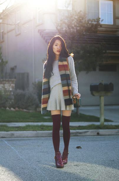Art In Our Blood Blogger Scarf Grey Sweater Grey Skirt