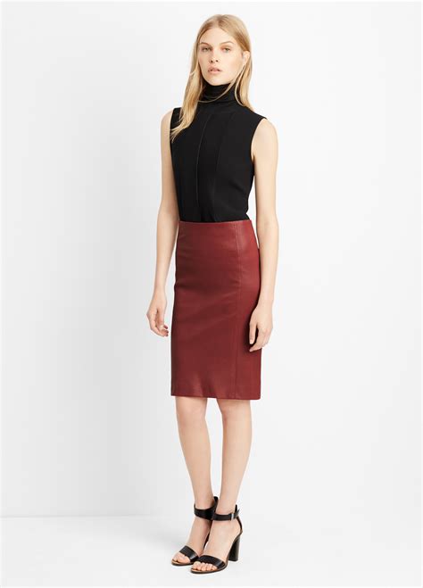 Lyst Vince Leather Pencil Skirt In Purple