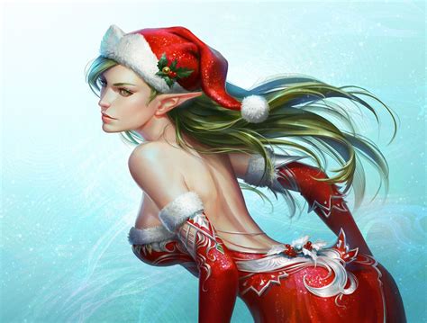 Merry Christmas Elf Art Elves Fantasy Fantasy Girl