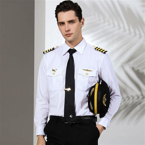 [ready stock] pilot shirt air uniform suit captain uniform male pilot uniform nightclub hair