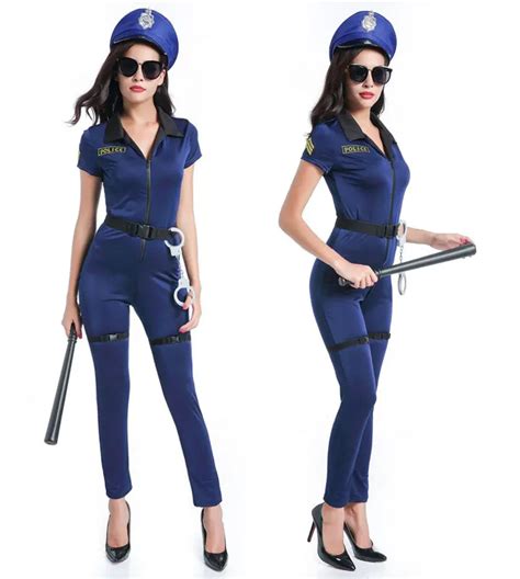 Womens Sexy Lingerie Blue Police Girl Jumpsuit Catsuit Fancy Dress
