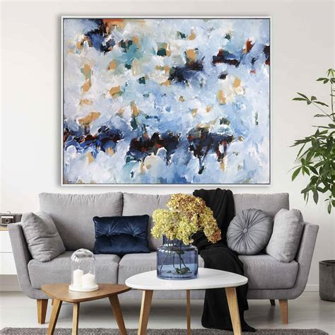 Large Original Blue Abstract Painting Living Room Art By Abstract House