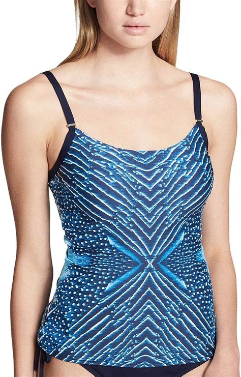 Calvin Klein Womens Scoop Neck Printed Tankini Swim Top Clothing