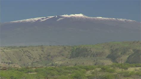 Snow Capped Mauna Kea Volcano With Observatories Hawaii