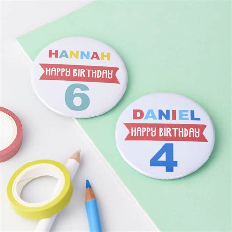Childs Personalised Age Birthday Badge By Tilliemint