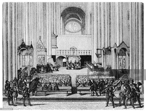 Old Engraving Illustration Of The Council Of Trent Was The 19th