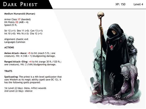 Alert to the hidden traps and secret doors found in many dungeons, you gain the following benefits: DnD-Next-Monster Cards-Dark Priest by dizman in 2020 ...