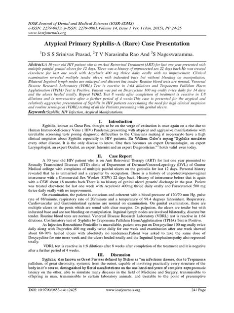 Pdf Atypical Primary Syphilis A Rare Case Presentation Dokumentips
