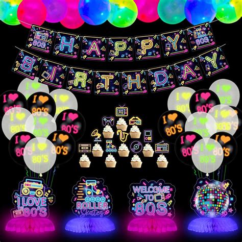 Buy 80s Glow Neon Birthday Party Decorations 80s Neon Balloons Glow