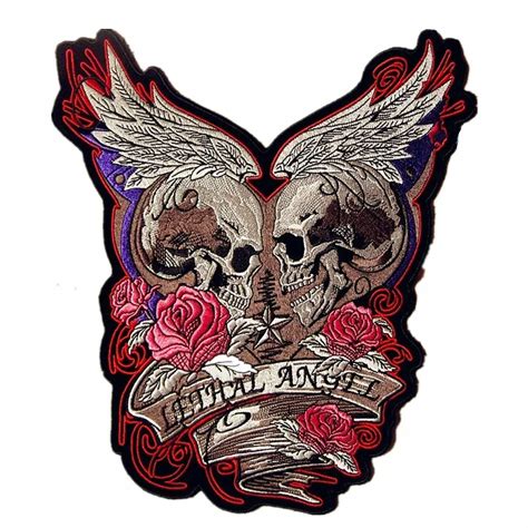 13 4 inches biker patches large punk skeleton motorcycle patches lethal angel embroidered