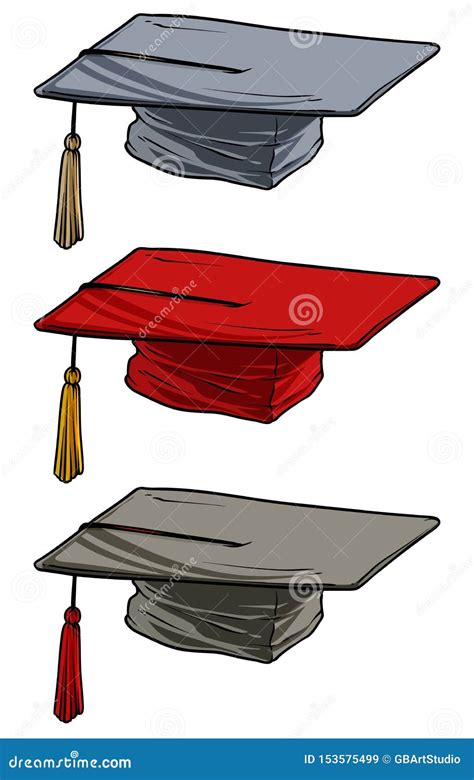 Cartoon Academic Graduation Mortarboard Square Cap Stock Vector