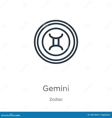Gemini Icon Thin Linear Gemini Outline Icon Isolated On White