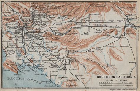 Southern California Los Angeles Pasadena Santa Ana Baedeker 1909 Old