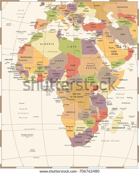 Africa Map Vintage Detailed Vector Illustration Stock Vector Royalty