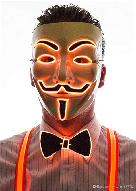 2021 Ma Hacker Masks Cosplay Costume Guy Fawkes Light Up For Party