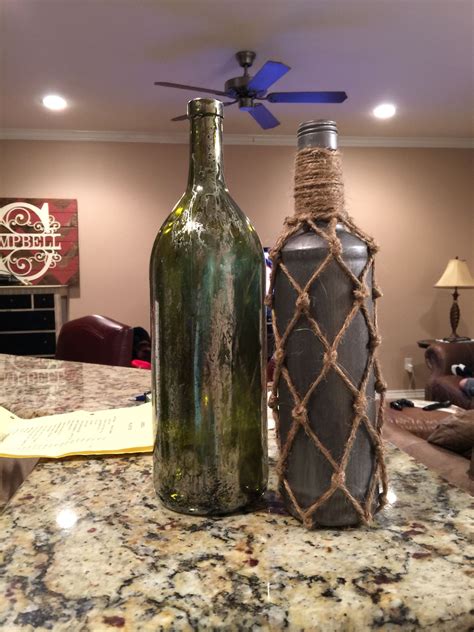 Wine Bottles Faux Mercury Glass With Vinegar Water And Mirror Looking Spray Paint And A Bunch