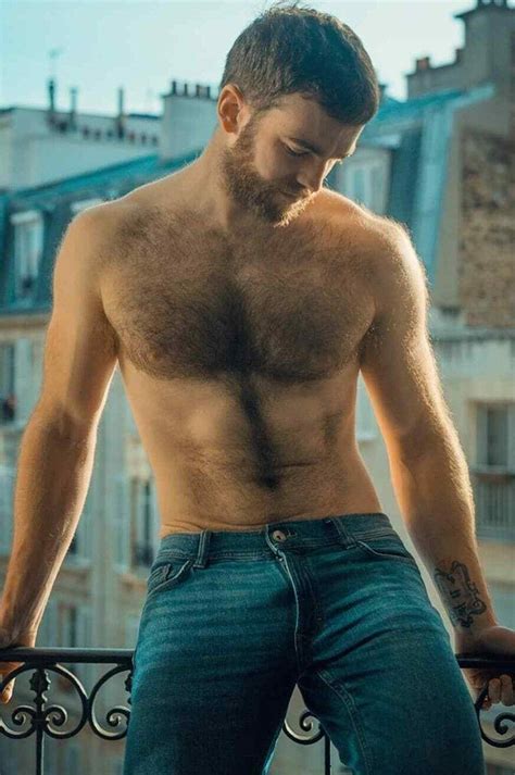 Shirtless Male Hairy Chest Bearded Hunk Balcony Man Beefcake Photo X B Ebay