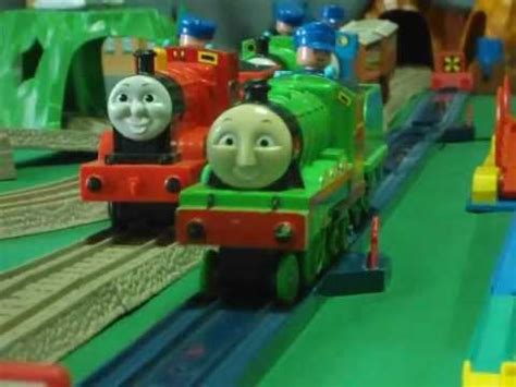 Henry is engine number 3 on the railway, and is painted green with red stripes. Tomy Henry, James, Percy and Thomas Vintage Trains - YouTube