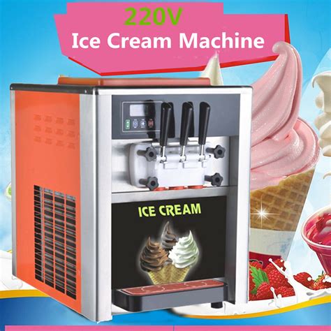 Ac 110v220v 3 Flavor Steel Commercial Frozen Soft Ice Cream Cone Maker