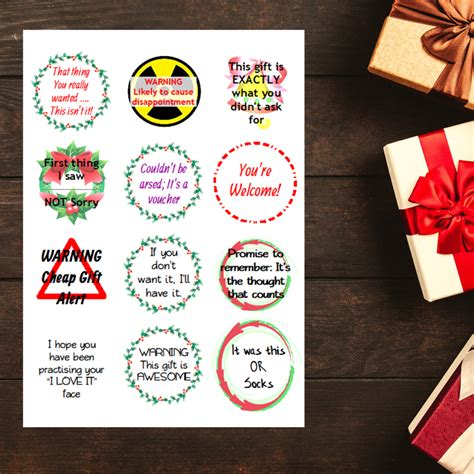 Set Of 12 Hilariously Blunt Christmas Present Stickers Free Pp On All Orders Over £30