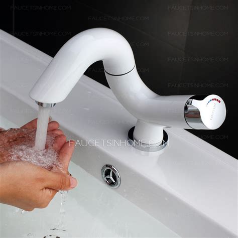 Fairfax® centerset bathroom sink faucet with single lever handle. Designer White Painting Brass Bathroom Faucets Modern