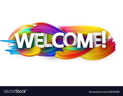 Welcome Paper Banner With Colorful Brush Strokes Vector Image