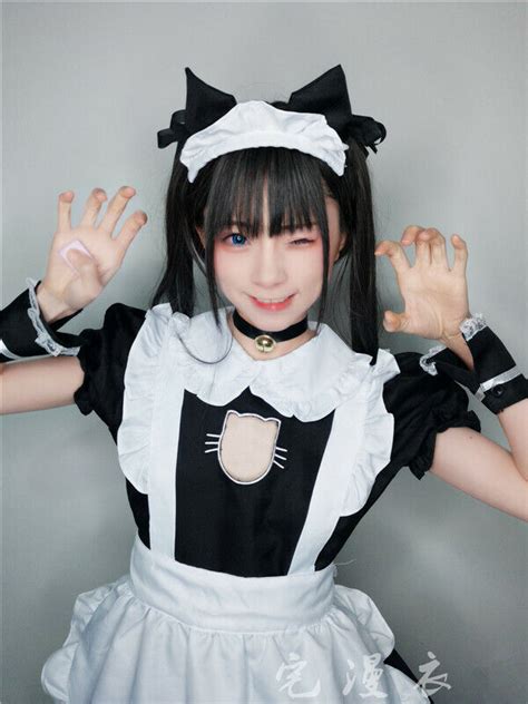 Japanese Cat Maid Costume Dress Uniform Chest Cut Out Fullset Cosplay