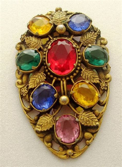 Art Deco Period Jewelry Large Gilt Multi By Pastaccoutrementals