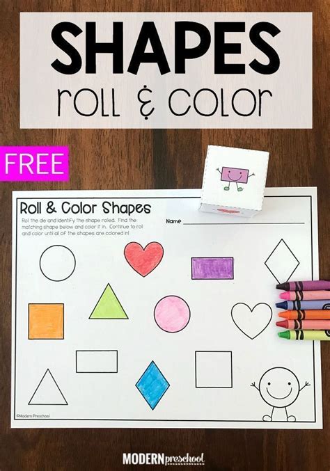 Shape Roll And Color Math Activity Color Math Activities Shape