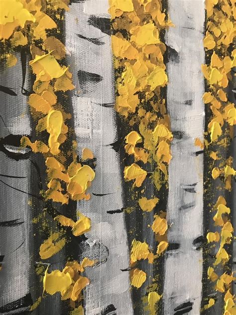 Large Original Yellow Birch Tree Abstract Painting Aspen Etsy Canada