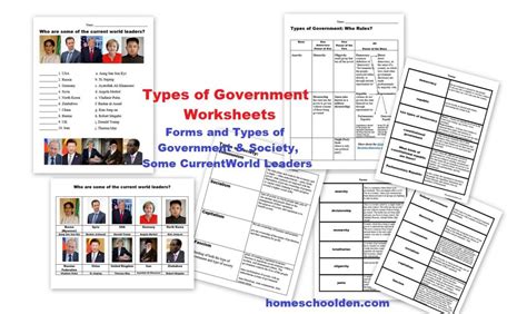 Types Of Governments Worksheets World Leaders Currently Free