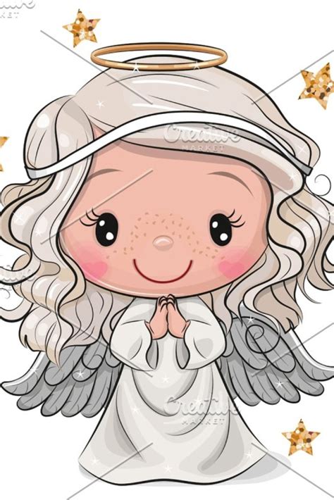 Cartoon Christmas Angel Isolated On Angel Cartoon Cute Cartoon Girl