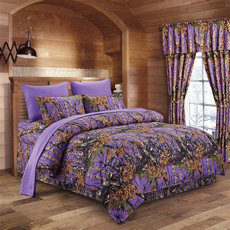 4pc twin woodland black camo comforter / brown sheet set : The Woods Purple Camouflage Twin 5pc Premium Comforter#5pc ...