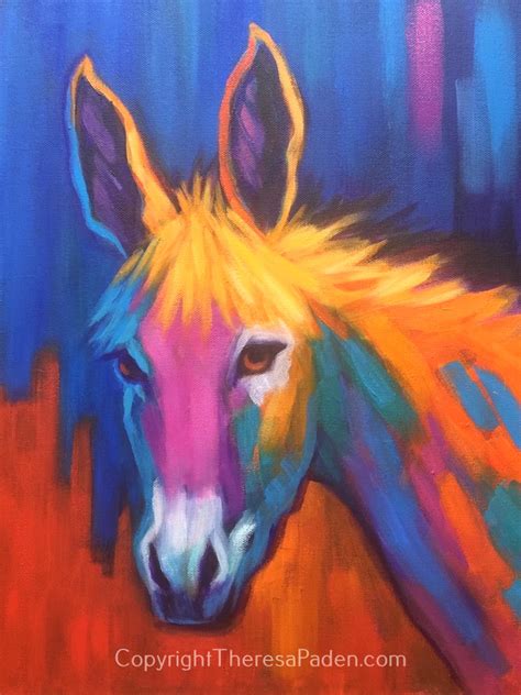Paintings By Theresa Paden Colorful Donkey Painting By Theresa Paden