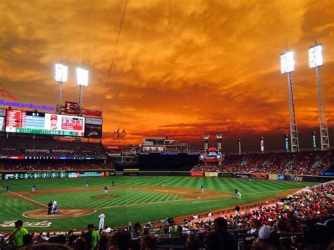 Sky At Tonights Reds Game Against The Cubs At Great American Ballpark