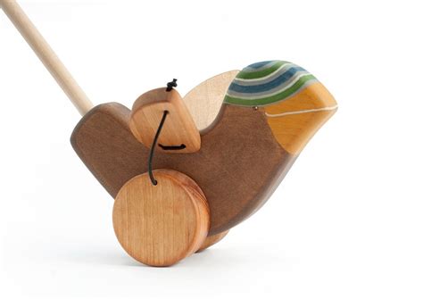 Wooden Push Toy Organic Wooden Toy A Sparrow