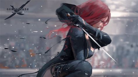 Wallpaper Artwork Wlop Long Hair Redhead Ghostblade Sword