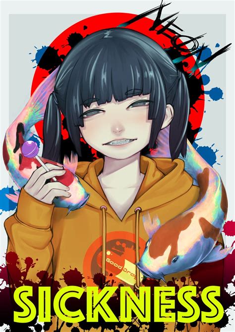 Shibata Ico Original 1girl Black Hair Blunt Bangs Blush Braces Brown Hoodie Candy