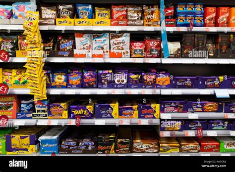 Chocolates And Snacks On Display In A Supermarket Shop Stock Photo Alamy