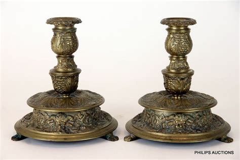 Renaissance Revival Bronze Candlesticks 19th Century Candelabra