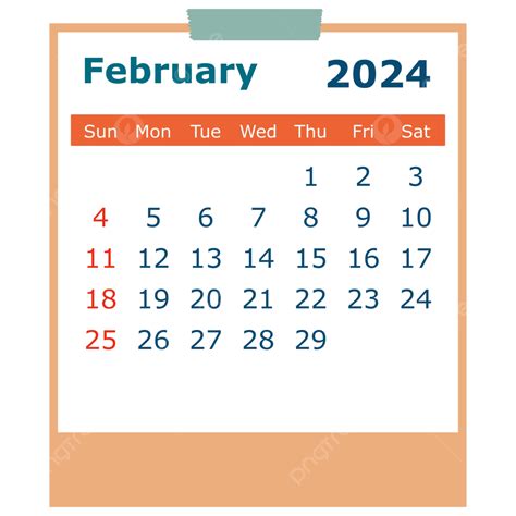 Gaya Polaroid Kalender Februari 2024 Vektor 2024 Bulan Kalender Png