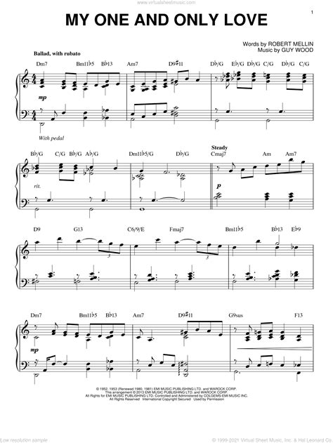 The official movie site for my one and only, starring renee zellweger, logan lerman and kevin bacon. Mellin - My One And Only Love sheet music for piano solo PDF